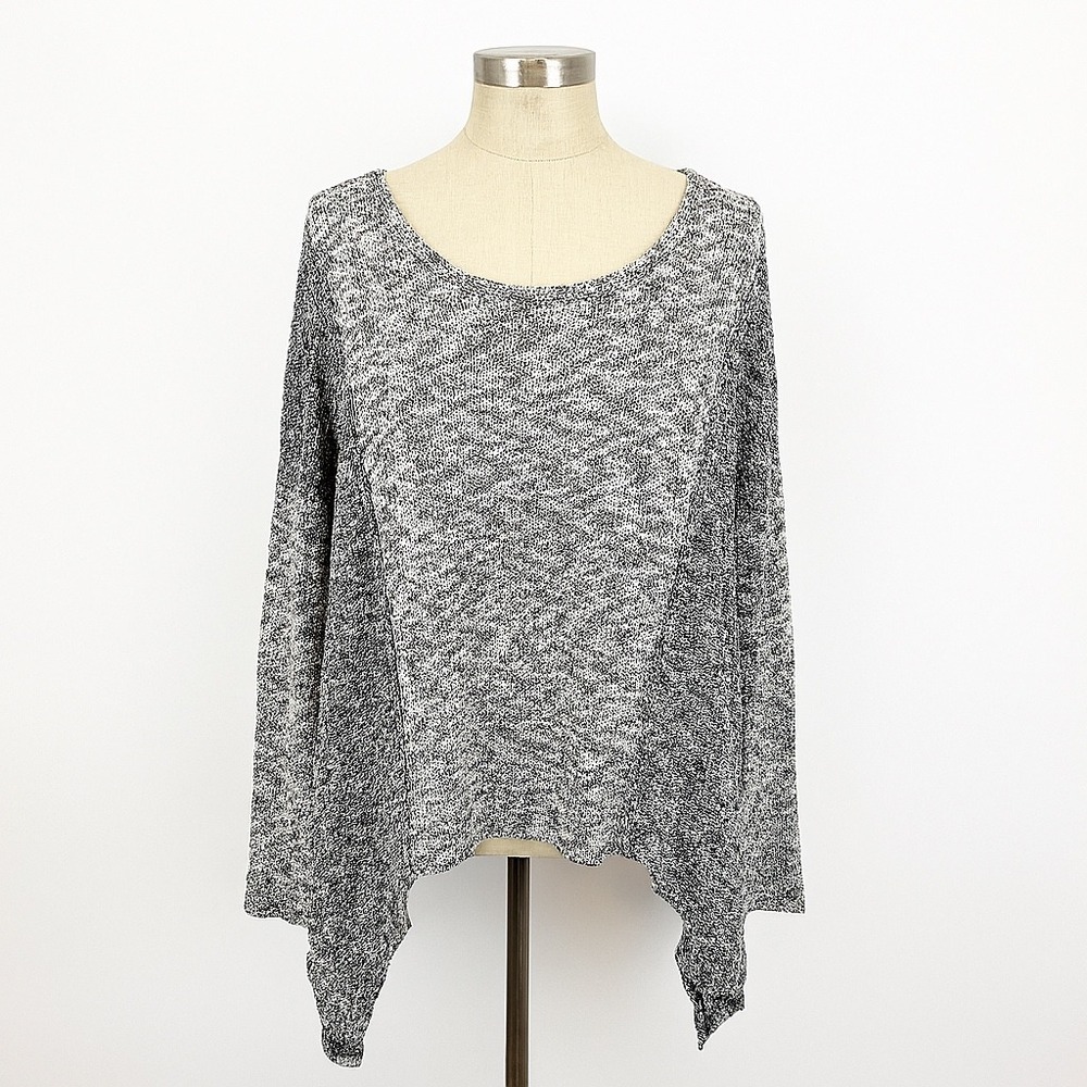 Anthropologie Sweater Small Oversized Dolman Sleeve Space Gray Sparkle & Fade